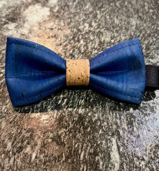 Noeud papillon en liège bleu