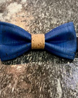 Noeud papillon en liège bleu